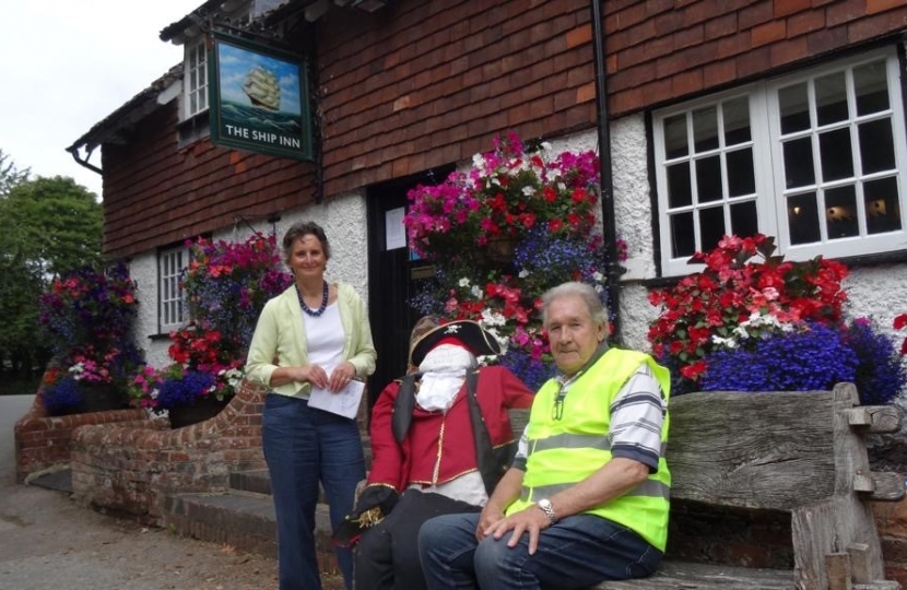 Flick on Owslebury's debut Scarecrow Trail with local Councillor Laurence Ruffell